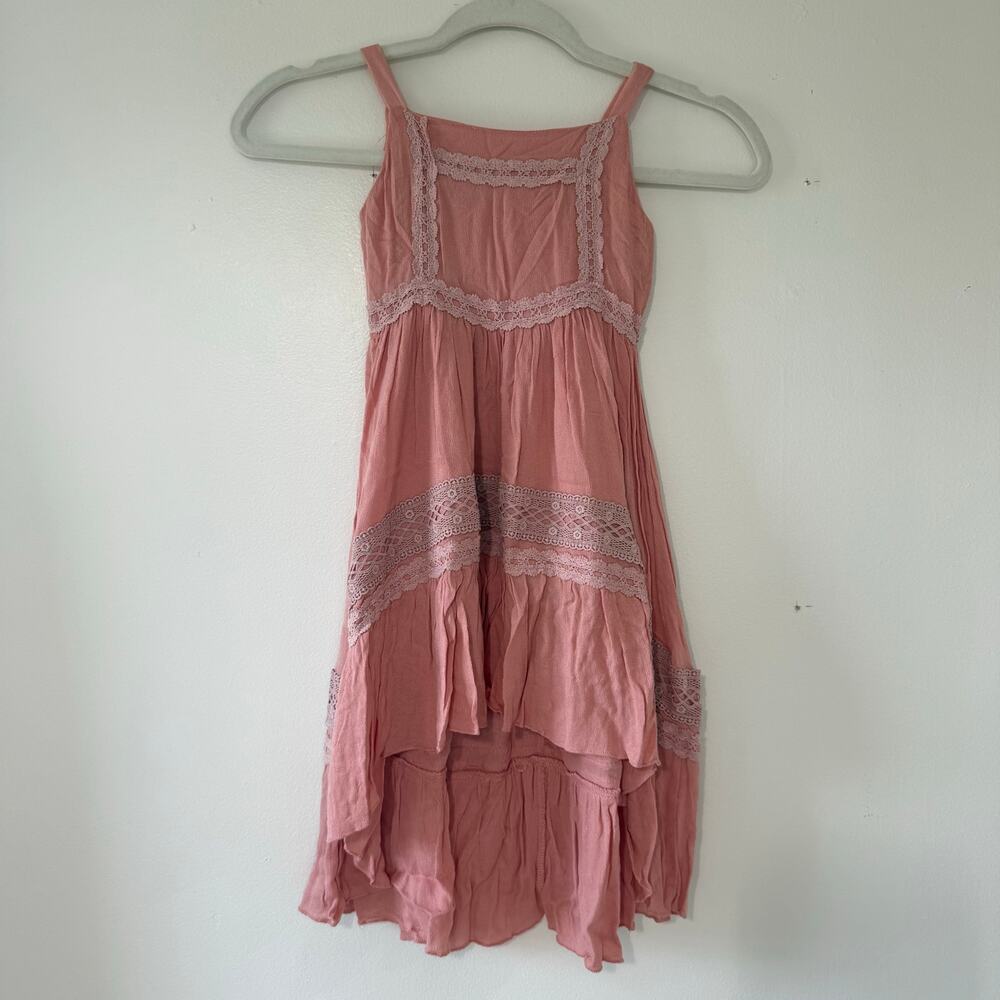 NWT MIA Joy Joyfolie Adelaide Dress Dusty Pink Girls Boho Lace Hi Low Dress Sz 3